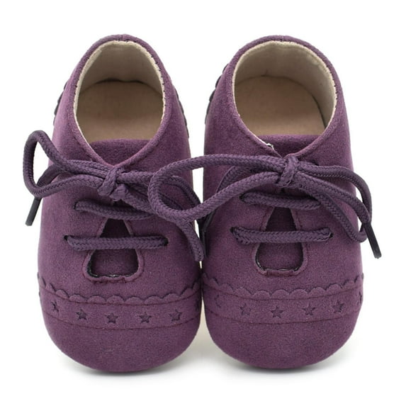 Hinvhai Baby Boys Girls Lace Up Suede Boots Sneakers,Classic Soft Rubber Sole Infant Newborn Oxford Anti-Slip Toddler Casual Shoes Purple 0-6 Months