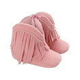 thumbnail image 1 of Hinvhai Baby Girls Cowboy Tassel Boots with Side Zipper,Fashion Non Slip Soft Sole Infant Booties Suede Toddler First Walker Boots Shoes Pink 6.5(13), 1 of 6