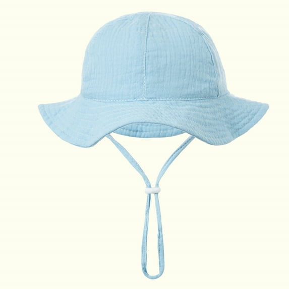 Hinvhai Baby Toddler Sun Hat Cap, Kid Casual Cute Solid Color Beach UPF 50+ Protective Sunscreen Bucket Hat for Infant Boys Girls