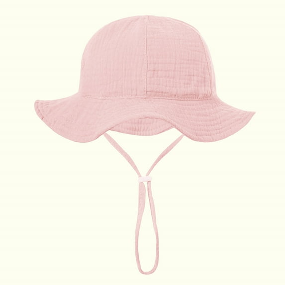 Hinvhai Baby Toddler Sun Hat Cap, Kid Casual Cute Solid Color Beach UPF 50+ Protective Sunscreen Bucket Hat for Infant Boys Girls