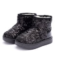 thumbnail image 1 of Hinvhai Boy's Girl's Warm Winter Sequin Waterpoof Outdoor Snow Boots Black 9(26), 1 of 3