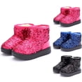 thumbnail image 1 of Hinvhai Boy's Girl's Warm Winter Sequin Waterpoof Outdoor Snow Boots Hot Pink 4(38), 1 of 3
