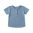 thumbnail image 1 of Hinvhai Boys Cotton Shirt Toddler Boys Pocket Button Short Sleeve T Shirt Tees Tops Blue 100, 1 of 3