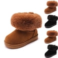 thumbnail image 1 of Hinvhai Boys Girls Snow Boots Warm Fleece Non-Slip Outdoor Winter Shoes for Toddler/Little Kid Brown 3(36), 1 of 7