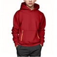 thumbnail image 1 of Hinvhai Boys Hoodies Lightweight Outdoor Youth Sweatshirts Teens Work Sports Jacket Casual Quarter Zip Pullover Long Sleeve Red 12-13Years, 1 of 3