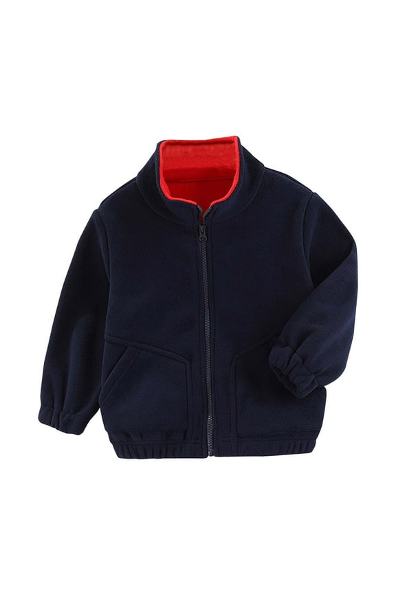Boys Polar Fleece Jacket Zipper Long Sleeve Todder Fall Spring Coat Dark Blue 12 Years