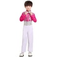thumbnail image 1 of Hinvhai Boys Sequins Performance Outfits Shiny Shirt Pants Dance Skating Jazz Clothing Hot Pink 12-13Years, 1 of 3