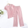 thumbnail image 1 of Hinvhai Built-in-Bra Sleepwear for Pregnant Women Convenient Nursing Pajama Sets Short Sleeve Loungewear Long Pants Pjs 2 Piece Outfits Pink 8(L), 1 of 3