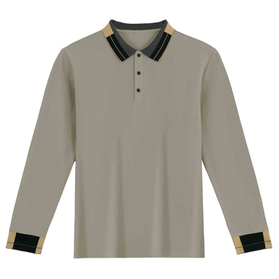 Hinvhai Casual Shirts for Men Long Sleeve Collar Buttons Shirt Business Casual Polos Color-Blocked Top with Pocket Autumn Army Green L(L)