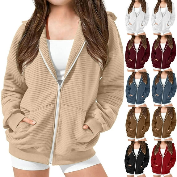 Hinvhai Children Girls Oversized Hoodies Full Zip Lightweight Hoodie Casual Loose Long Sleeve Outwear Sweatshirts Cute Loose Jackets with Pockets Pink 5 Years(90)