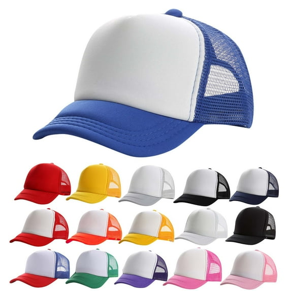 Hinvhai Children Summer Trucker Hat,Fashion Classic Color Block Mesh Rope Cap Two Toned Blank Hat for Toddler Boys Girls