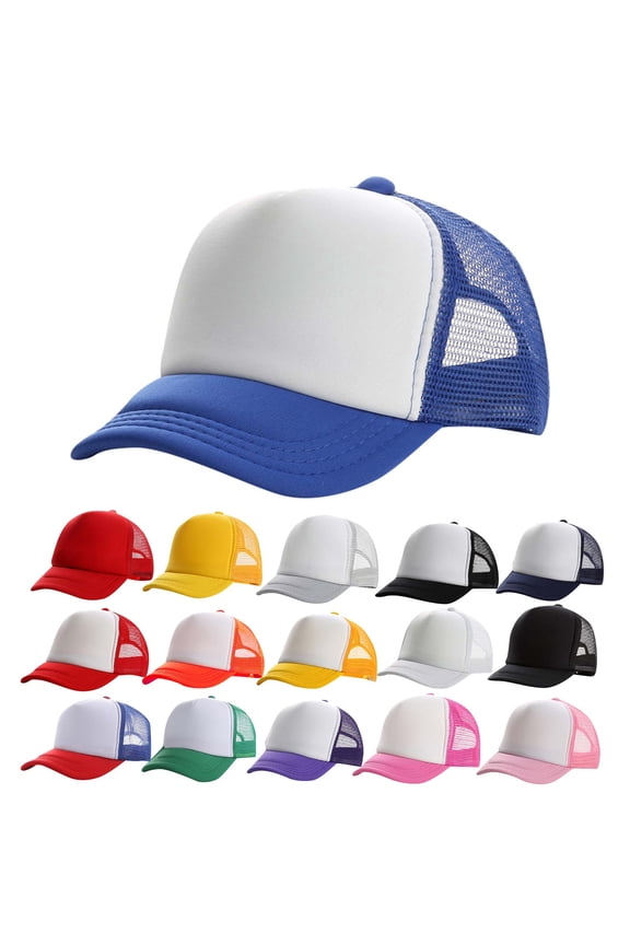 Children Summer Trucker Hat,Fashion Classic Color Block Mesh Rope Cap Two Toned Blank Hat for Toddler Boys Girls