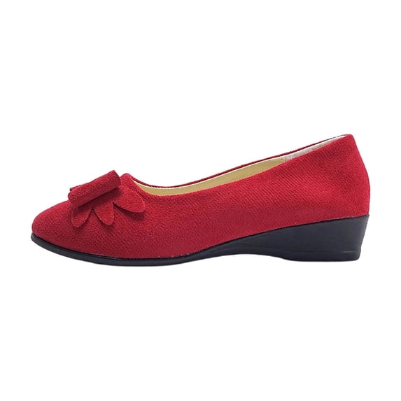 Hinvhai Classic Solid Square Toe Ballet Flats for Women Comfort Casual Flats Lightweight Slip on Loafers Suede Dress Shoes Red 5.5(36)