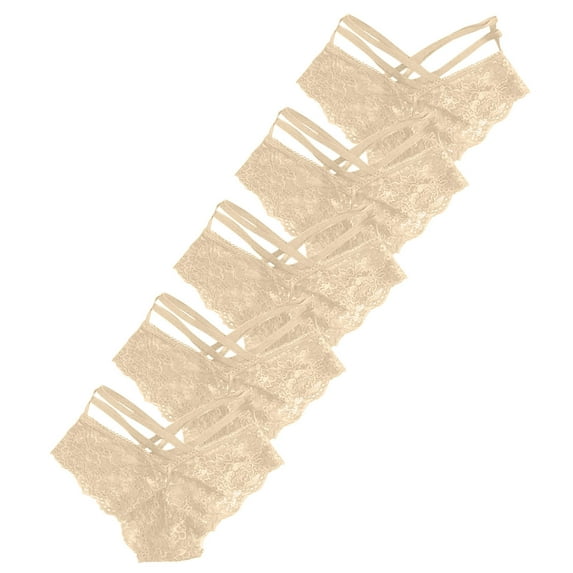 Hinvhai Clearance Five Pairs of Lace Panties for Ladies Beige 12(XXL)