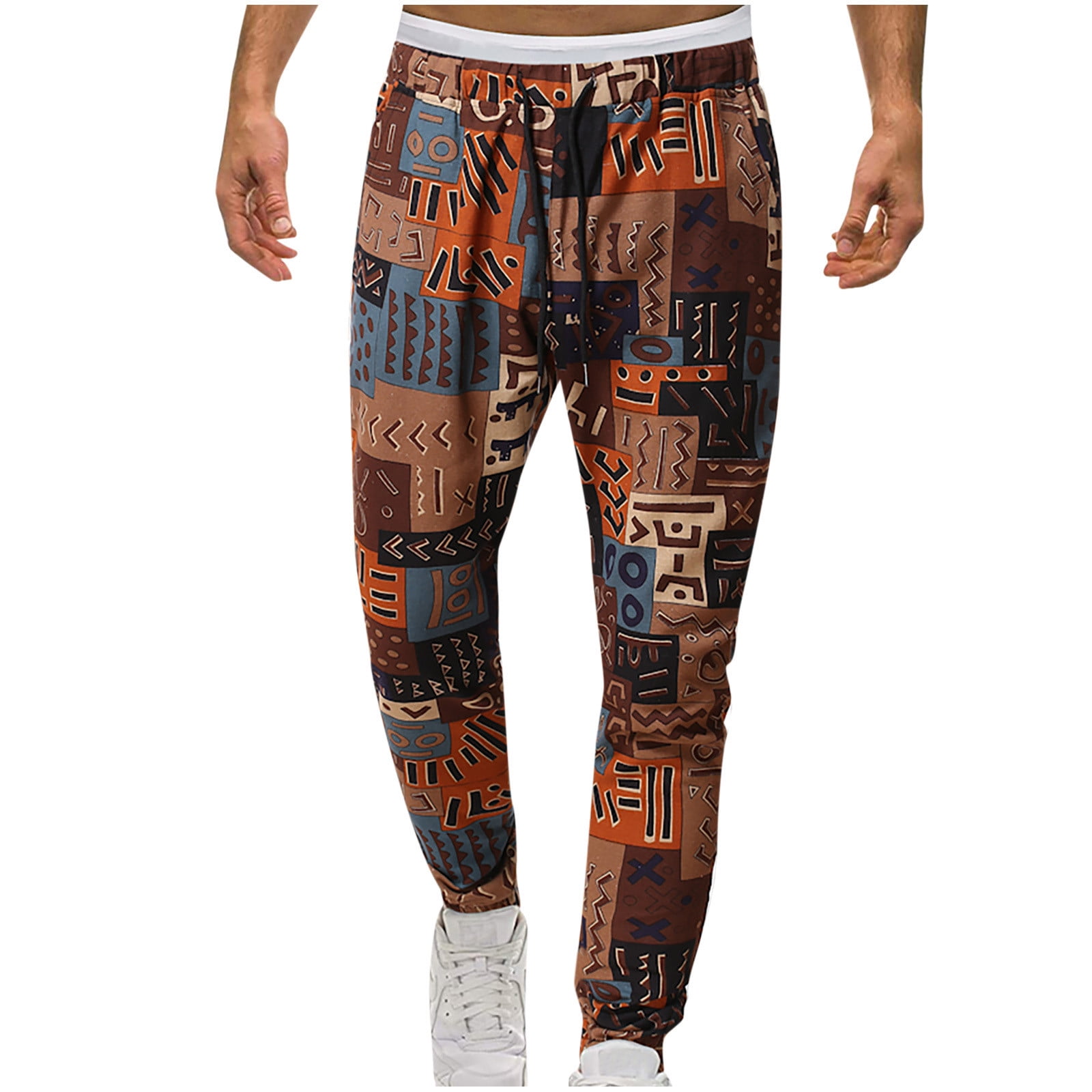 Hinvhai Clearance Men's Long Sport Pants Linen Fit Trousers Running