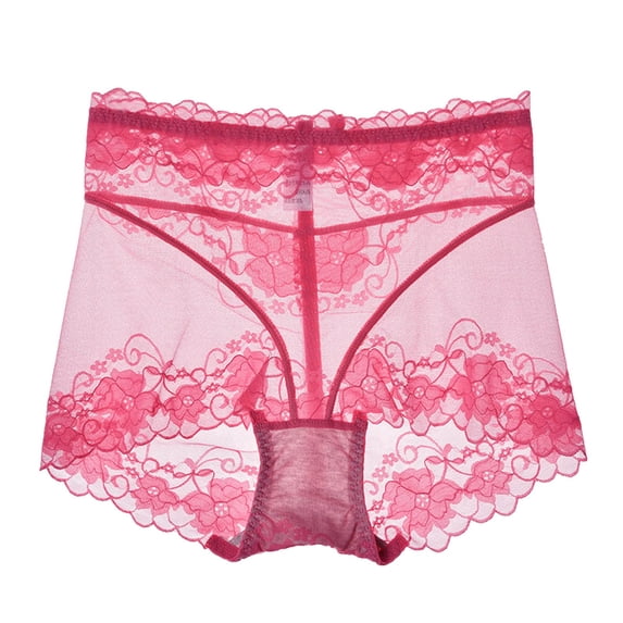 Hinvhai Clearance Women Cutut Lace Underwear Briefs Panties Floral Sexy Hollow Out Lingerie Underpants Hot Pink 6(M)