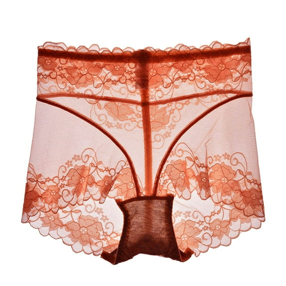 Hinvhai Clearance Women Cutut Lace Underwear Briefs Panties Floral Sexy Hollow Out Lingerie Underpants Orange 10(XL)