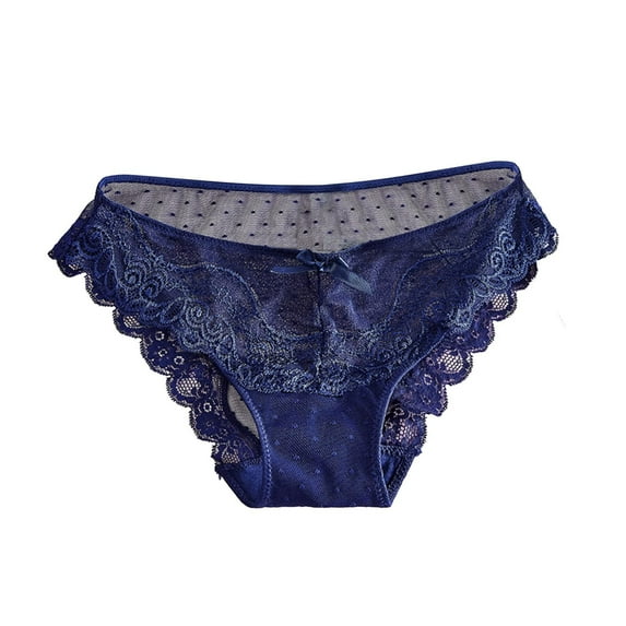 Hinvhai Clearance Women Cutut Lace Underwear Briefs Panties Sexy Hollow Out Lingerie Underpants Blue 8(L)