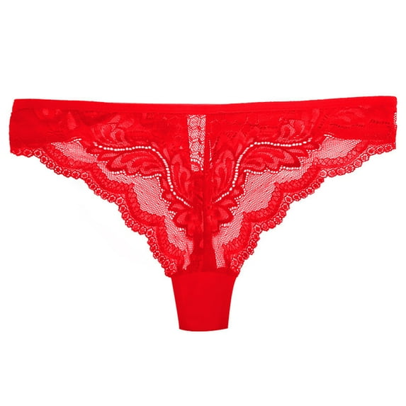 Hinvhai Clearance Women Sexy Lace Underwear Lingerie Thongs Panties Ladies Hollow Out Underwear Underpants Red 8(L)