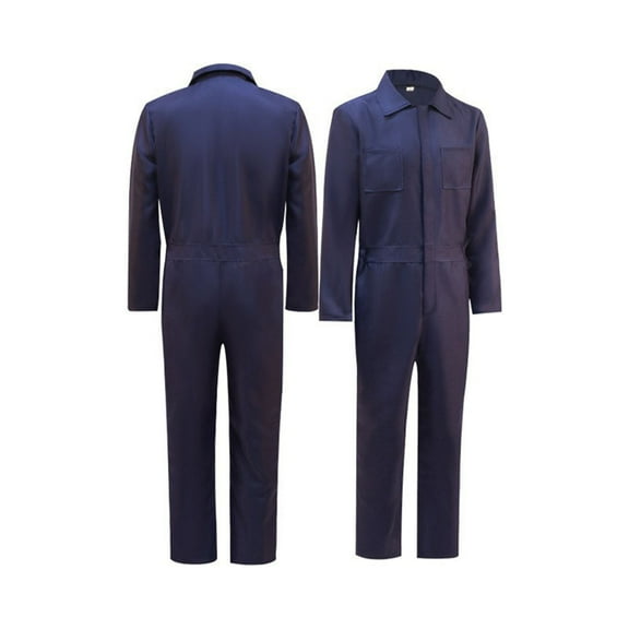 Hinvhai Coveralls for Men Long Sleeve Cotton Blend Work Jumpsuit Navy 10(XL)