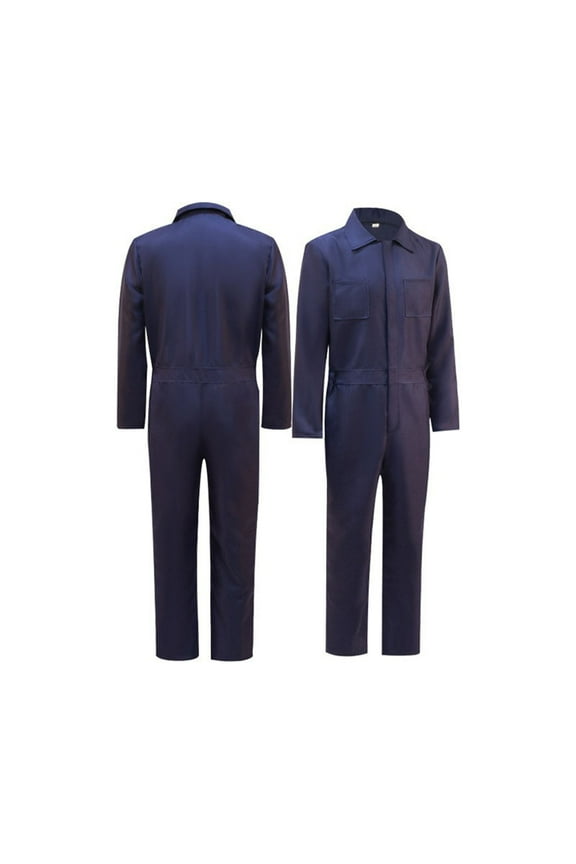 Coveralls for Men Long Sleeve Cotton Blend Work Jumpsuit Navy 10(XL)