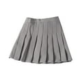 thumbnail image 1 of Hinvhai Fashion Casual Style Skirt for Kid Girls ,Classic Solid Color Elastic Waist Velvet Cute Lace Hem Layered Pleated Skirt Gray 8 Years(130), 1 of 2