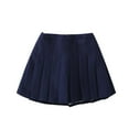thumbnail image 1 of Hinvhai Fashion Casual Style Skirt for Kid Girls ,Classic Solid Color Elastic Waist Velvet Cute Lace Hem Layered Pleated Skirt Navy 14 Years(160), 1 of 2