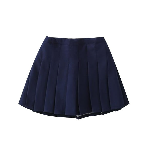 Hinvhai Fashion Casual Style Skirt for Kid Girls ,Classic Solid Color Elastic Waist Velvet Cute Lace Hem Layered Pleated Skirt Navy 14 Years(160)