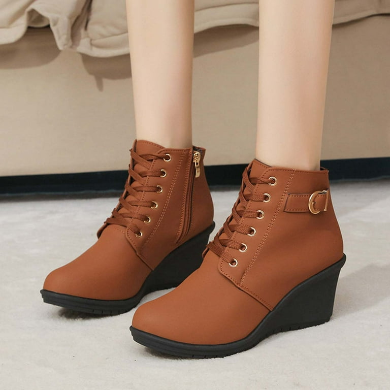 Hinvhai Fashion Ankle Boots for Womens,Fall Winter Classic Chunky