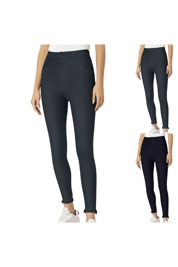 Fashion Jean Leggings Jeggings for Women ,Classic High Waist Tummy Control with Back Pockets Skinny Stretchy Fake Jeans Blue 2(XS)