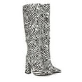 thumbnail image 1 of Hinvhai Fashion Knee High Boots for Women ,Classic Pointed Toe Chunky High Heeled Boots with Side Zipper Fashion Elastic Tall Boots Zebra-stripe 4.5(35), 1 of 4