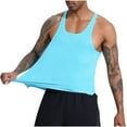 thumbnail image 1 of Hinvhai Fashionable Men's Sleeveless Casual Solid Color Thin Shoulder T-shirt Sky Blue S(S), 1 of 5