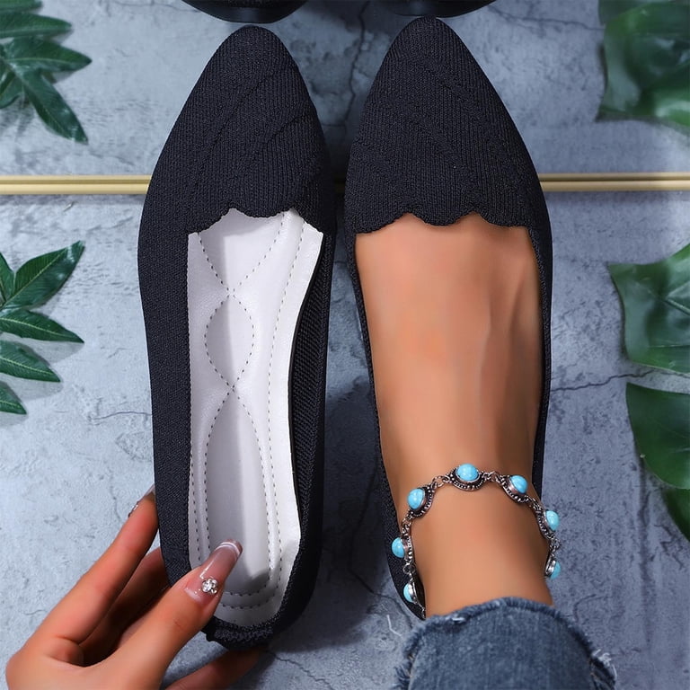 black dress flats for wedding Hinvhai Women Comfortable Pointed Toe Flats Shoes Classic Brief Style Soft Solid Slip On Flats 7(39) My fav fall fit Standard Fit Color::#44-Cyan or an elegant evening