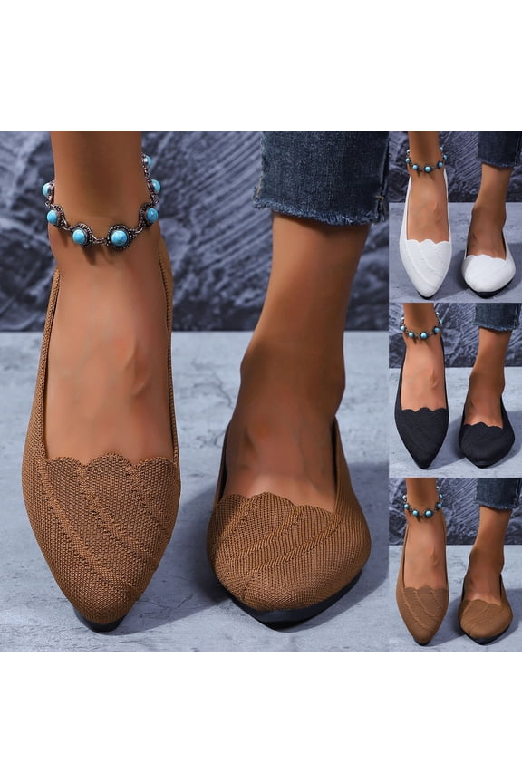 Flats for Women Comfortable Pointed Toe Flats Shoes Classic Brief Style Soft Solid Slip On Wedding Dress Flats White 9.5(43)