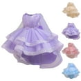 thumbnail image 1 of Hinvhai Girl Sequin Trailing Bow Fluffy Pageant Party Wedding Flower Girl Dress-Toddler formal Dresses Purple 9 Years, 1 of 4
