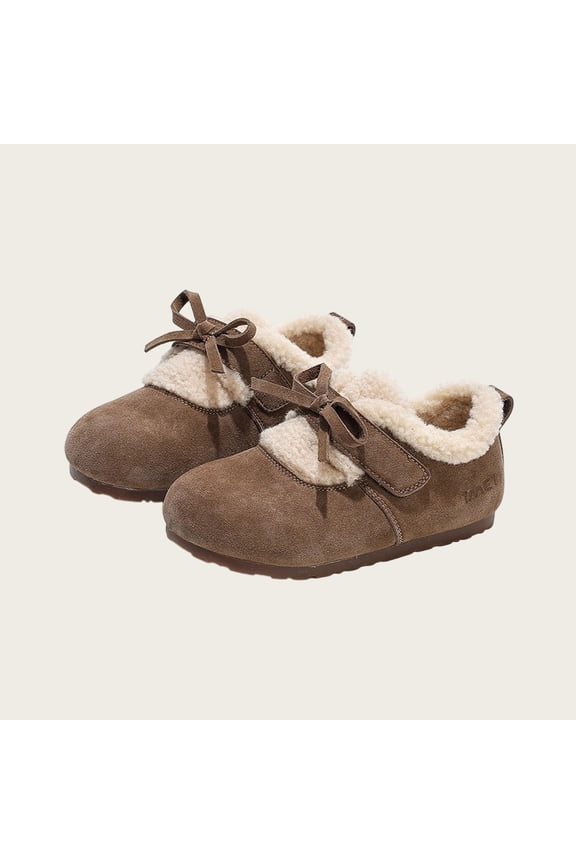 Girl's Suede Platform Clogs Slippers, Leathers Mules Shoes, Memory Foam Clog Shoes,Fleece Collar Slippers Brown 23(23)