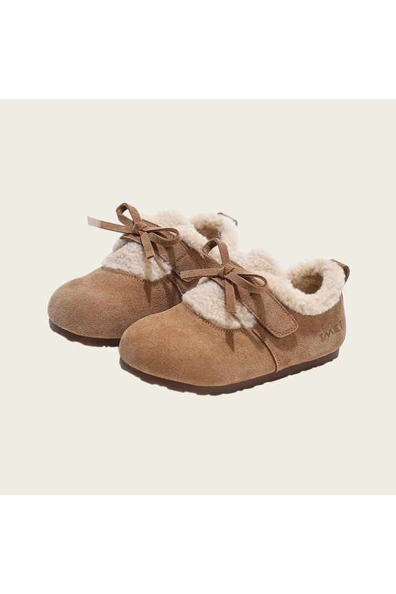 Girl's Suede Platform Clogs Slippers, Leathers Mules Shoes, Memory Foam Clog Shoes,Fleece Collar Slippers Khaki 23(23)