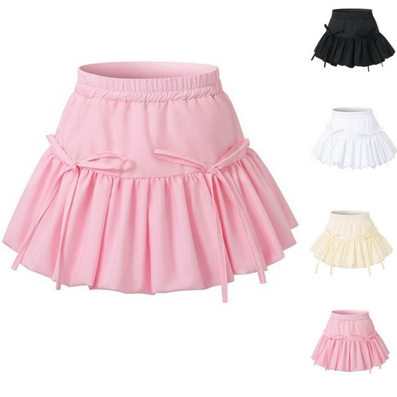 Hinvhai Girl's Summer Mini Skirts High Waisted Ruffle Layered Skirts Swing Flowy Skater Tennis Skirt White 12 Years