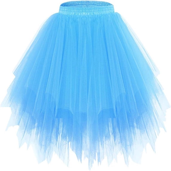 Hinvhai Girl's Tutu Skirt Vintage Ballet Bubble Dance Skirts for Party Blue 3-9Years