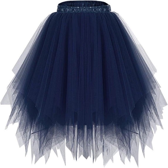 Hinvhai Girl's Tutu Skirt Vintage Ballet Bubble Dance Skirts for Party Navy 3-9Years