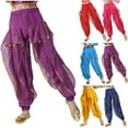 thumbnail image 1 of Hinvhai Girls Belly Dance Harem Pants - High Waisted Elastic Waistband, Soft Stretchy Fabric Yellow 11-12 Years, 1 of 5