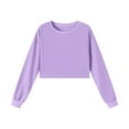thumbnail image 1 of Hinvhai Girls Crop Tops Kids Long Sleeve Pullover Sweatshirts Girls Cropped Crewneck Sweatshirt Purple 5 Years, 1 of 6