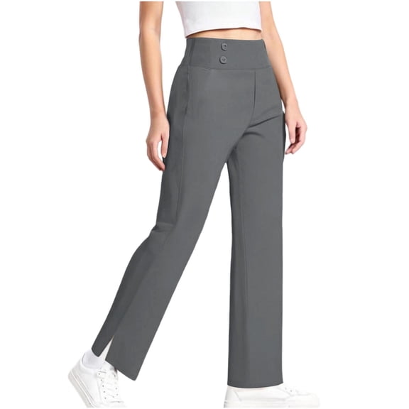 Hinvhai Girls Dress Work Pants High Waisted Flare Casual Slacks Stretchy Boot Cut Yoga Trousers Gray 13 Years