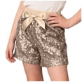 thumbnail image 1 of Hinvhai Girls Sparkle Sequins Elastic Waist Birthday Shorts Pants with Bowknot Gold 3-4 Years, 1 of 6