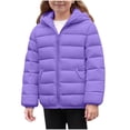 thumbnail image 1 of Hinvhai Girls Winter Coat Warm Zip Up Jackets with Hood Puffy Packable Outerwear Coats Lightweight Jackets Purple 120, 1 of 8