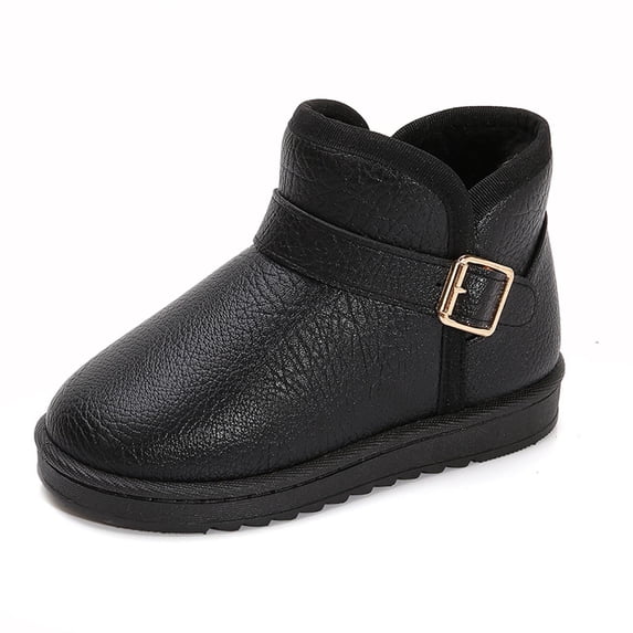 Hinvhai Girls and Boys Boots Fleece Slip-On Warm Girls Snow Boots Waterproof Kids Winter Boots Stylish Kids Walking Boots Black 3.5(37)