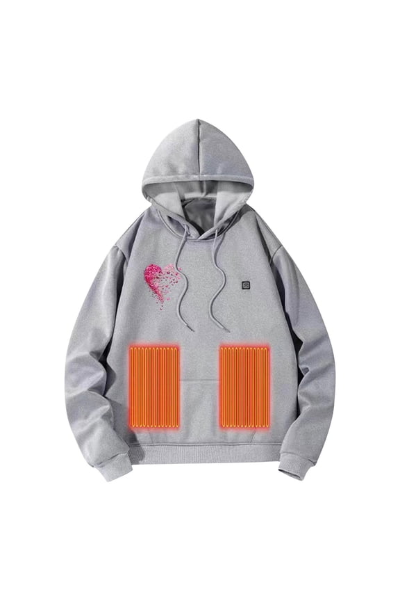 Heated Hoodie for Men, Electric Heating Sweatshirt with Fleece Lining, Winter thermal Pullover Sweater Gray 12(XXL)