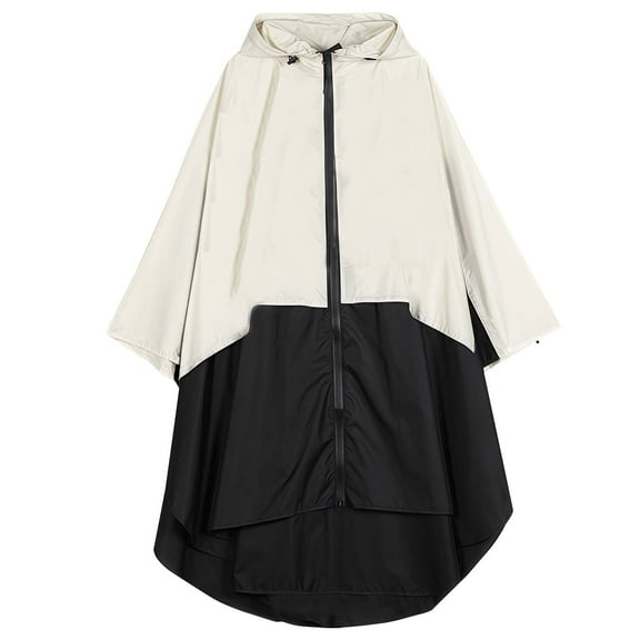 Hinvhai Hooded Rain Poncho for Adults Waterproof Lightweight Rain Coat for Men Women Reusable Rain Jacket for Emergency Outdoor Beige Free Size(Free Size)