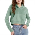 thumbnail image 1 of Hinvhai Hoodies for Girl Trendy Long Sleeve Hoodie Sweatshirt Casual Loose Lightweight Crop Pullover Tops Mint Green 11 Years, 1 of 8