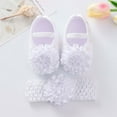 thumbnail image 1 of Hinvhai Infant Toddler Spring Fall Soft Single Shoes, Baby Girls Cute Flower Princess Breathable Soft Sole Non-slip Single Shoes White 0-3 Months, 1 of 6